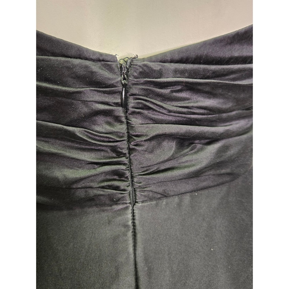 Vintage Old Hollywood Fit n Flare Black Silk Halter Neck Midi Dress 8 Party - Picture 12 of 15